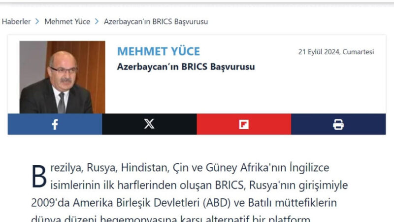 “Sabah” qəzeti: Azərbaycan BRICS-in Qərbə “pəncərəsi” ola bilər